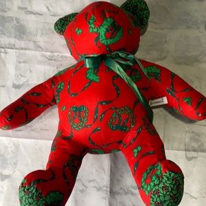Vintage Holiday Teddy Bear with Christmas print